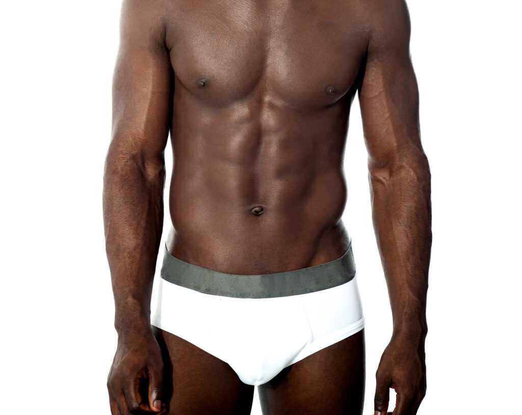 Penis Enlargment Man wearing white briefs.